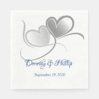 Mariage deux coeurs papier serviettes