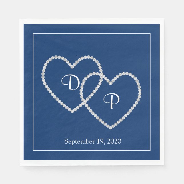 Serviette En Papier Mariage deux coeurs papier serviettes (Devant)