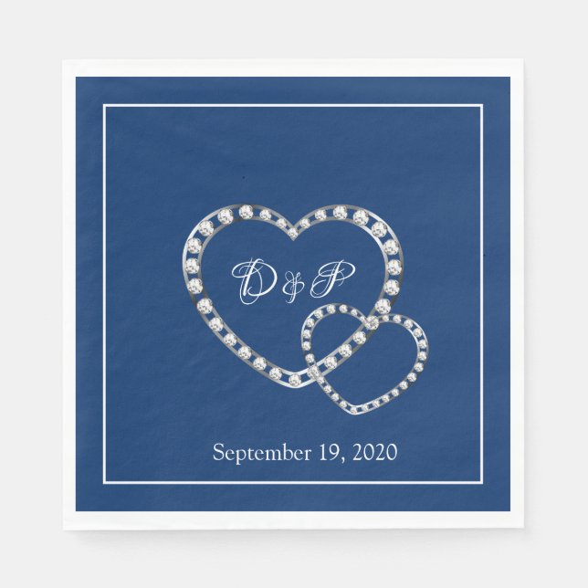 Serviette En Papier Mariage deux coeurs papier serviettes (Devant)