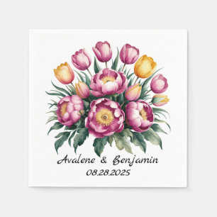 Serviette En Papier Mariage d'harmonie florale dynamique