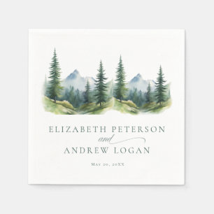 Serviette En Papier Mariage d'Hiver   Montagnes Rustiques 