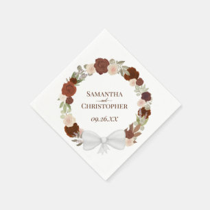 Serviette En Papier Mariage diagonal élégant de la couronne florale d'