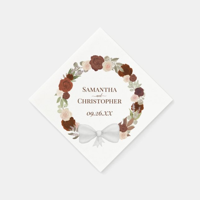 Serviette En Papier Mariage diagonal élégant de la couronne florale d' (Coin)