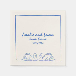 Serviette En Papier Mariage d'illustration manuscrite de cygne intempo
