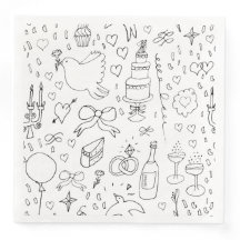 Mariage d'illustrations de Doodle en noir et blanc