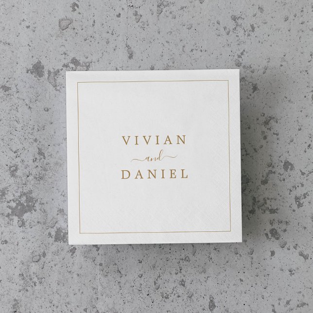 Serviette En Papier Mariage d'or minimaliste (Créateur téléchargé)