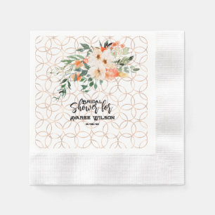 Serviette En Papier Mariage d'or Motif à anneau avec Roses orange
