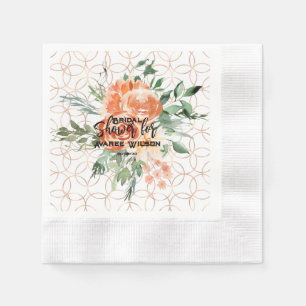Serviette En Papier Mariage d'or Motif à anneau avec Roses orange