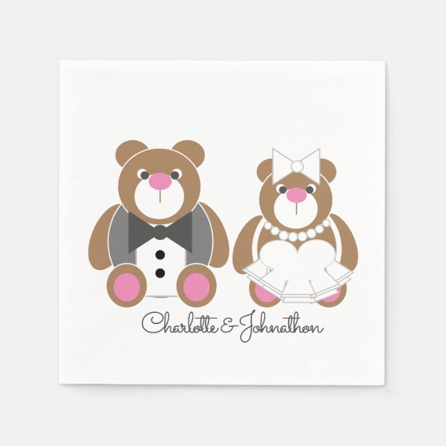 Serviette En Papier Mariage d'ours en peluche (Devant)