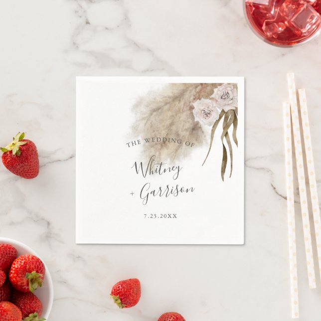 Serviette En Papier Mariage du désert de Boho Pampas (En situation)