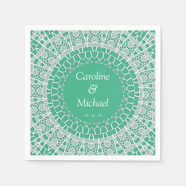 Serviette En Papier Mariage du parti White Lace (Devant)