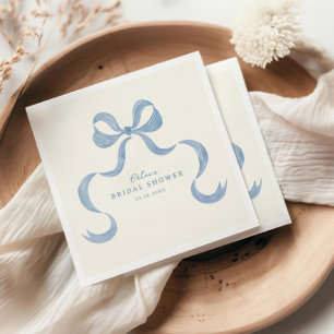 Serviette En Papier Mariage Dusty Blue Dessiné à la Main