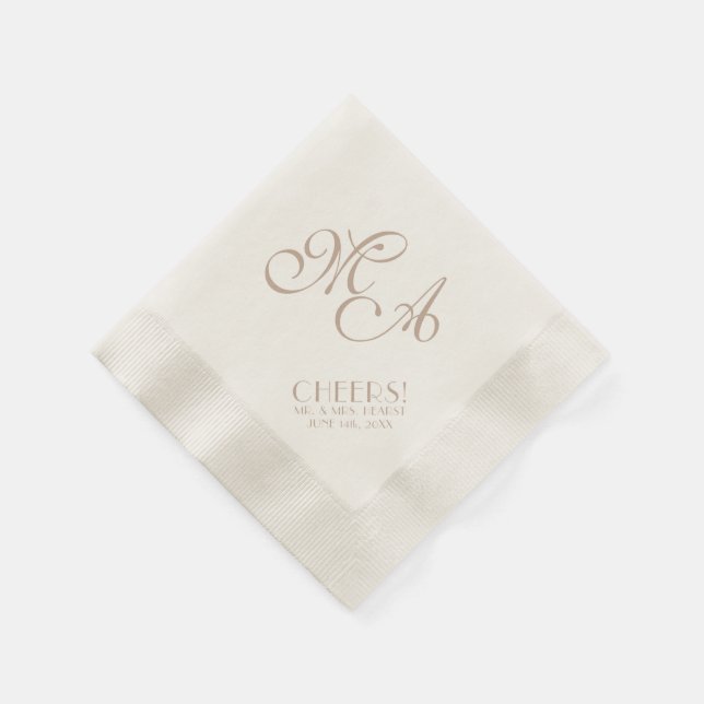 Serviette En Papier Mariage Ecru CHEERS ! Cocktail standard Napkin (Coin)