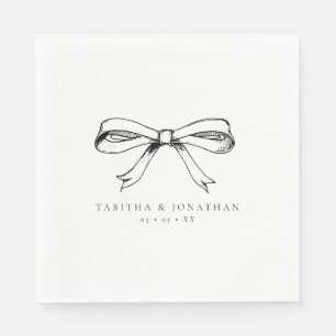 Serviette En Papier Mariage élégant à nœud noir dessiné à la main
