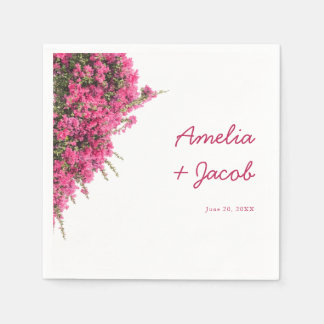 Serviette En Papier Mariage Élégant Aquarelle Bougainvillea Rose
