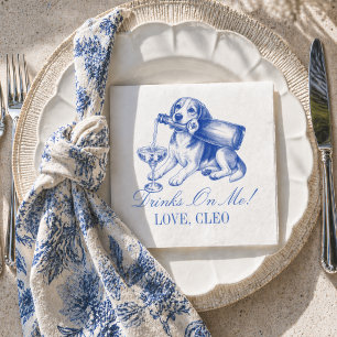 Serviette En Papier Mariage élégant Beagle Champagne Chinoiserie