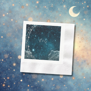 Serviette En Papier mariage élégant bleu galaxie ciel