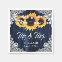 Mariage élégant bleu marine tournesol floral dente