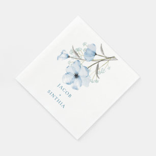 Serviette En Papier Mariage élégant chic moderne bleu poussiéreux