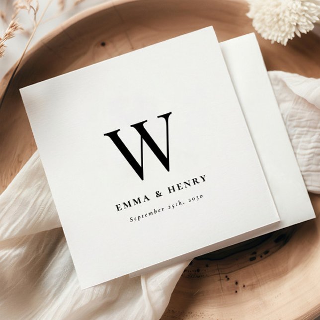 Serviette En Papier Mariage Élégant Classique Initiale du Nom de Famil (Créateur téléchargé)