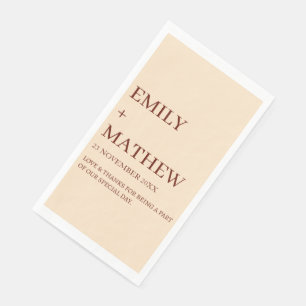 SERVIETTE EN PAPIER MARIAGE ÉLÉGANT CLASSIQUE MODERNE PERSONNALISÉ DE 