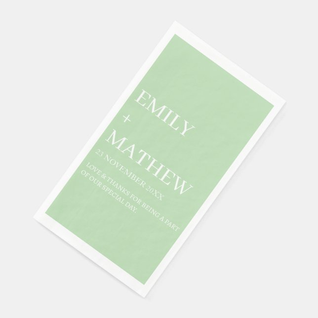 SERVIETTE EN PAPIER MARIAGE ÉLÉGANT CLASSIQUE MODERNE PERSONNALISÉ DE  (Coin)