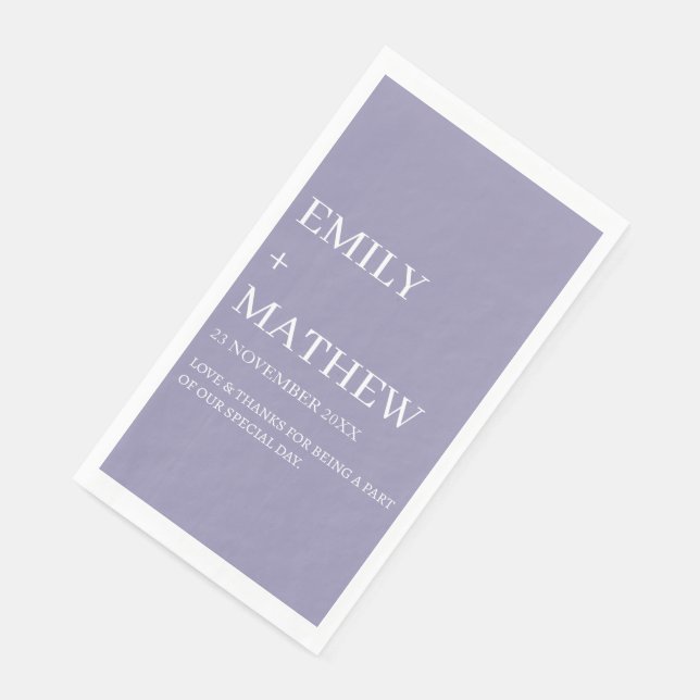 SERVIETTE EN PAPIER MARIAGE ÉLÉGANT CLASSIQUE MODERNE PERSONNALISÉ DE  (Coin)