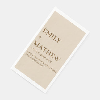 SERVIETTE EN PAPIER MARIAGE ÉLÉGANT CLASSIQUE MODERNE PERSONNALISÉ DE