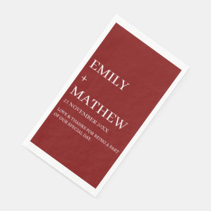 SERVIETTE EN PAPIER MARIAGE ÉLÉGANT CLASSIQUE MODERNE PERSONNALISÉ DE