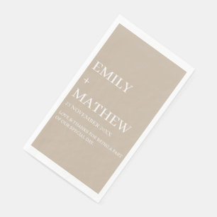 SERVIETTE EN PAPIER MARIAGE ÉLÉGANT CLASSIQUE MODERNE PERSONNALISÉ STY