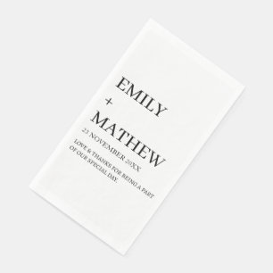 SERVIETTE EN PAPIER MARIAGE ÉLÉGANT CLASSIQUE MODERNE PERSONNALISÉ STY