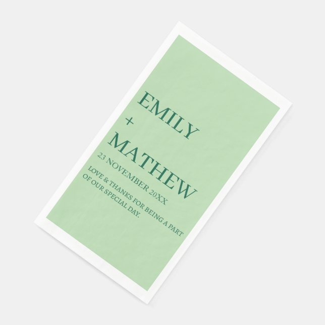 SERVIETTE EN PAPIER MARIAGE ÉLÉGANT CLASSIQUE MODERNE PERSONNALISÉ STY (Coin)