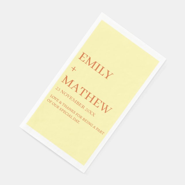SERVIETTE EN PAPIER MARIAGE ÉLÉGANT CLASSIQUE MODERNE PERSONNALISÉ STY (Coin)