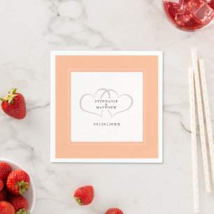 Serviette En Papier Mariage élégant Coeurs romantiques Peach Cocktail