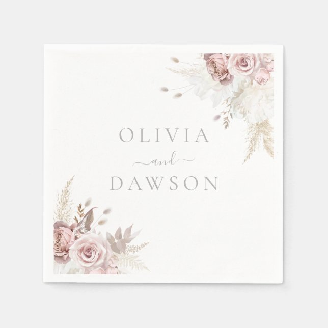 Serviette En Papier Mariage élégant de Blush & Ivory (Devant)