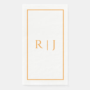 Serviette En Papier Mariage élégant de printemps été Monogramme Orange