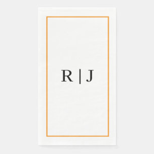 Serviette En Papier Mariage élégant de printemps été orange Monogramme