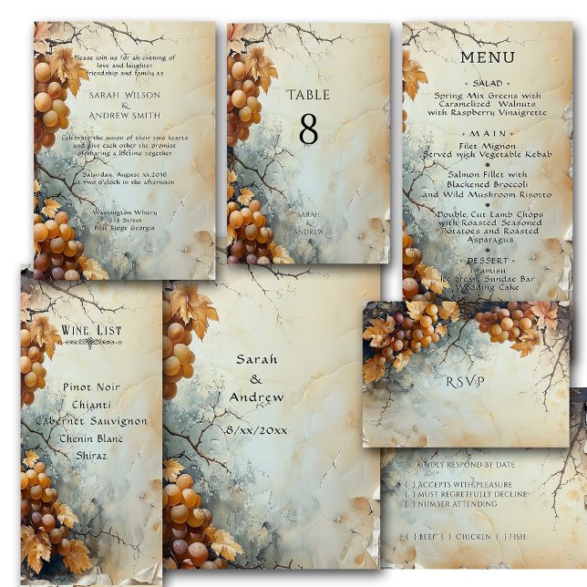 Serviette En Papier Mariage Élégant de Vignoble de Cave à Vin Aquarell (Créateur téléchargé)