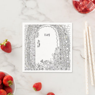 Serviette En Papier Mariage élégant et fantaisiste à la porte du jardi