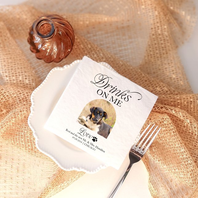 Serviette En Papier Mariage Élégant et Minimaliste avec Photo d'Animal (Créateur téléchargé)