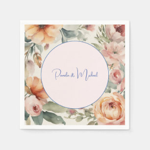 Serviette En Papier Mariage Élégant minimaliste classique floral