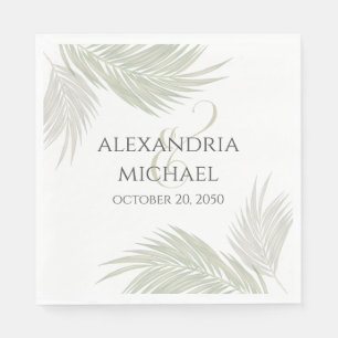 Serviette En Papier Mariage élégant minimaliste Feuilles de palme trop