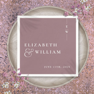 Serviette En Papier Mariage Élégant Minimaliste Moderne Monogramme Mau