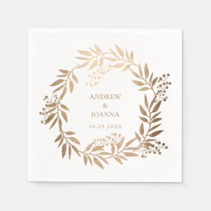 Serviette En Papier Mariage Élégant Moderne Monogramme Doré Personnali