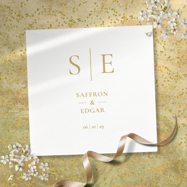 Serviette En Papier Mariage Élégant Moderne Monogramme Or (Elegant Modern Gold Monogram Wedding Napkins)