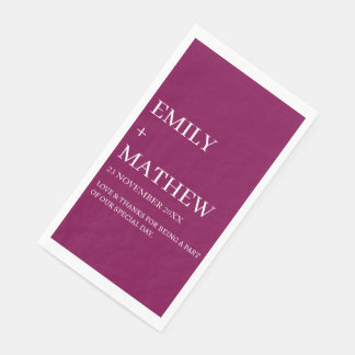 SERVIETTE EN PAPIER MARIAGE ÉLÉGANT MODERNE PERSONNALISÉ CLASSIQUE STY