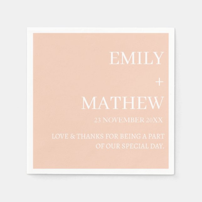 SERVIETTE EN PAPIER MARIAGE ÉLÉGANT MODERNE PERSONNALISÉ CLASSIQUE STY (Devant)