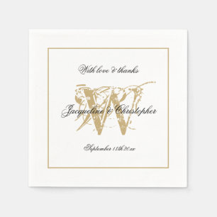 Serviette En Papier Mariage Élégant Monogramme Classique Vintage Chic