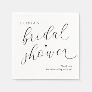Serviette En Papier Mariage Élégant Noir et Blanc Moderne