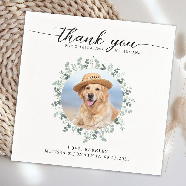 Serviette En Papier Mariage élégant photo moderne Chien Merci animal d (Créateur téléchargé)